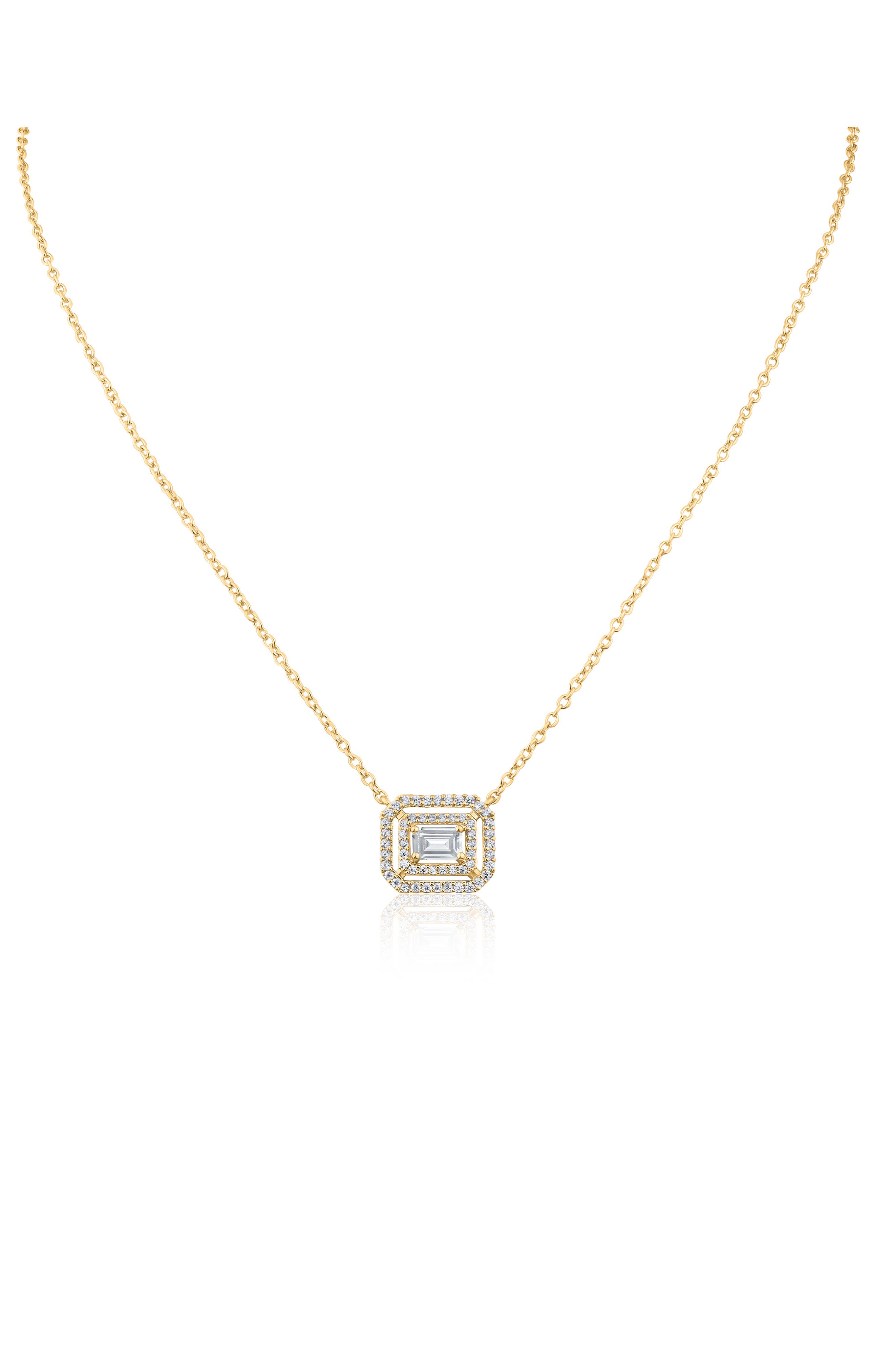 CZ by Kenneth Jay Lane Round & Emerald Cut Cubic Zirconia Pendant Necklace