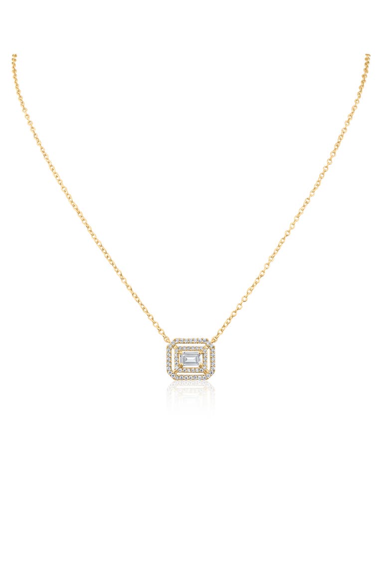 Round & Emerald Cut Cubic Zirconia Pendant Necklace, Main, color, CLEAR/ GOLD