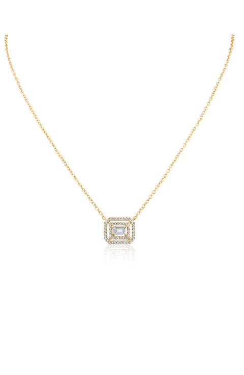 Round & Emerald Cut Cubic Zirconia Pendant Necklace