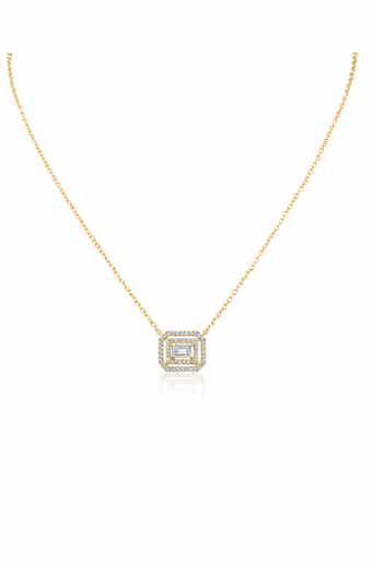 CZ by Kenneth Jay Lane Round & Emerald Cut Cubic Zirconia Pendant Necklace