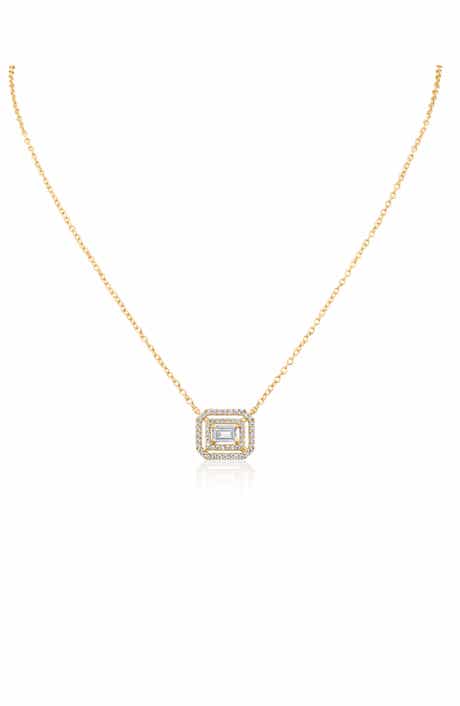 CZ by Kenneth Jay Lane Round & Emerald Cut Cubic Zirconia Pendant Necklace