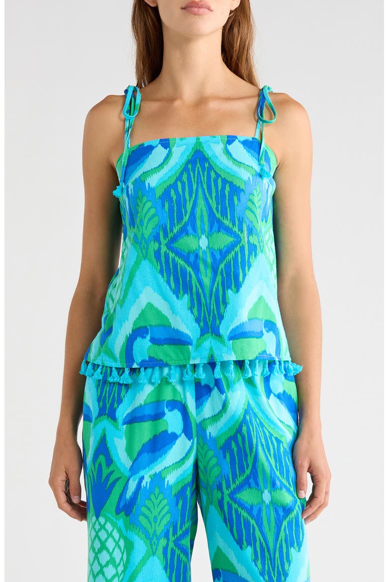Blissy Tropical Yari Tie Strap Tank, Main, color, KELLY-BLUE-MUL