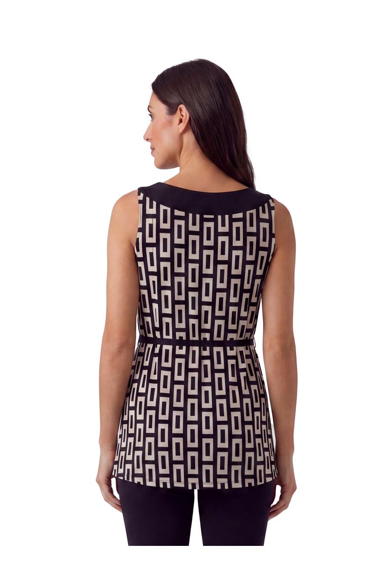 Maternity Essential Geometric Print Scoop Neck Sleeveless Waist Tie Top, Alternate, color, Black Multi
