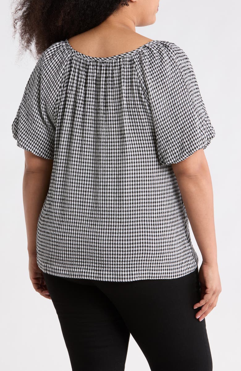 MAX STUDIO Gingham Puff Sleeve Top, Alternate, color, Black / White