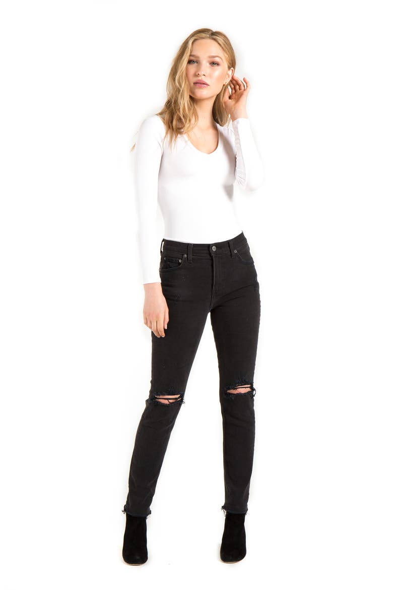 Rome Ribbed Bodysuit, Alternate, color, WHITE