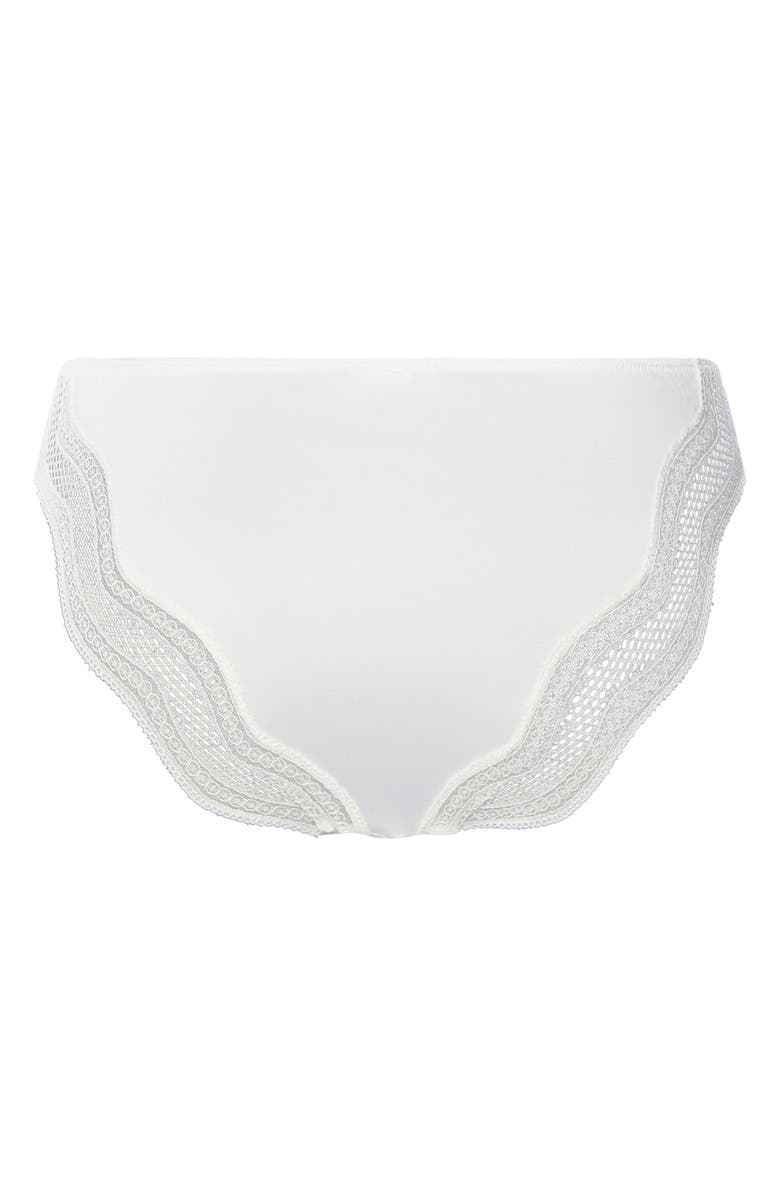 Hanro Cira Tulle Lace Trim Bikini, Alternate, color, Off White