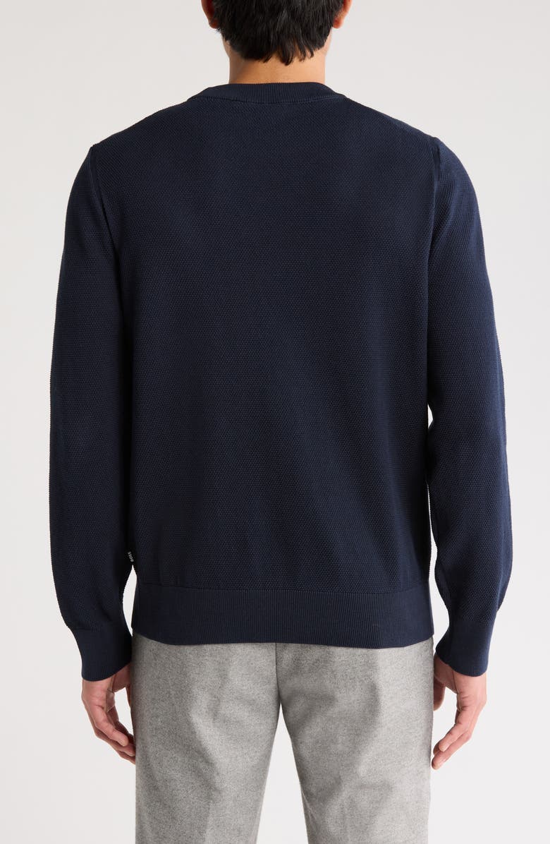BOSS Ecaio Cotton Piqué Crewneck Sweater, Alternate, color, Dark Blue