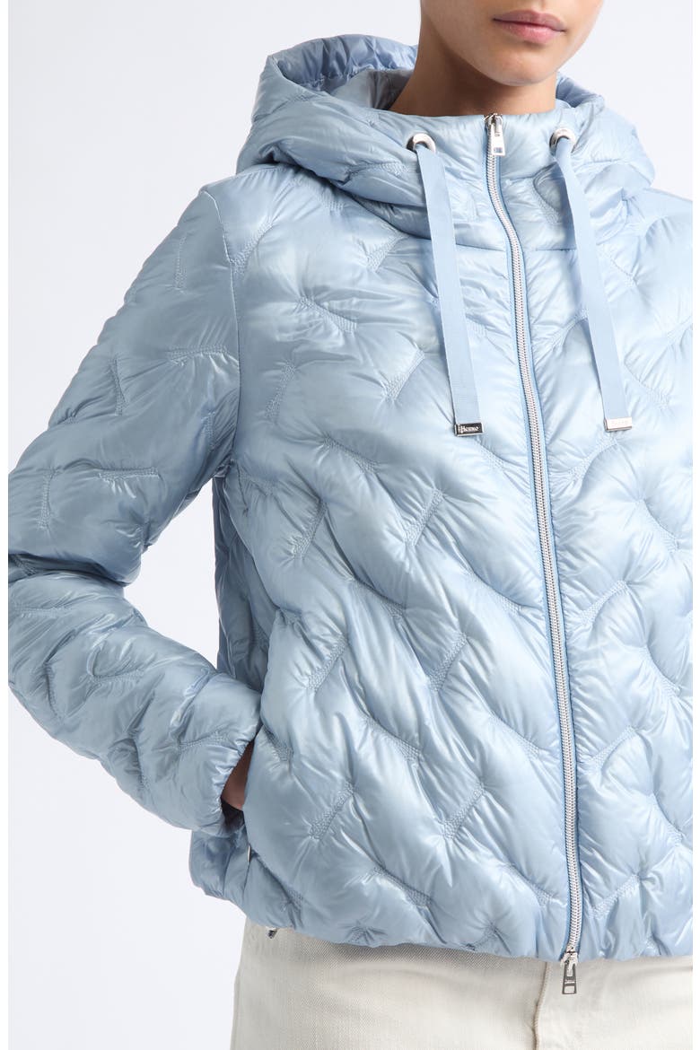 Shiny Short Hooded Down Puffer Jacket, Alternate, color, 9004 CELESTE