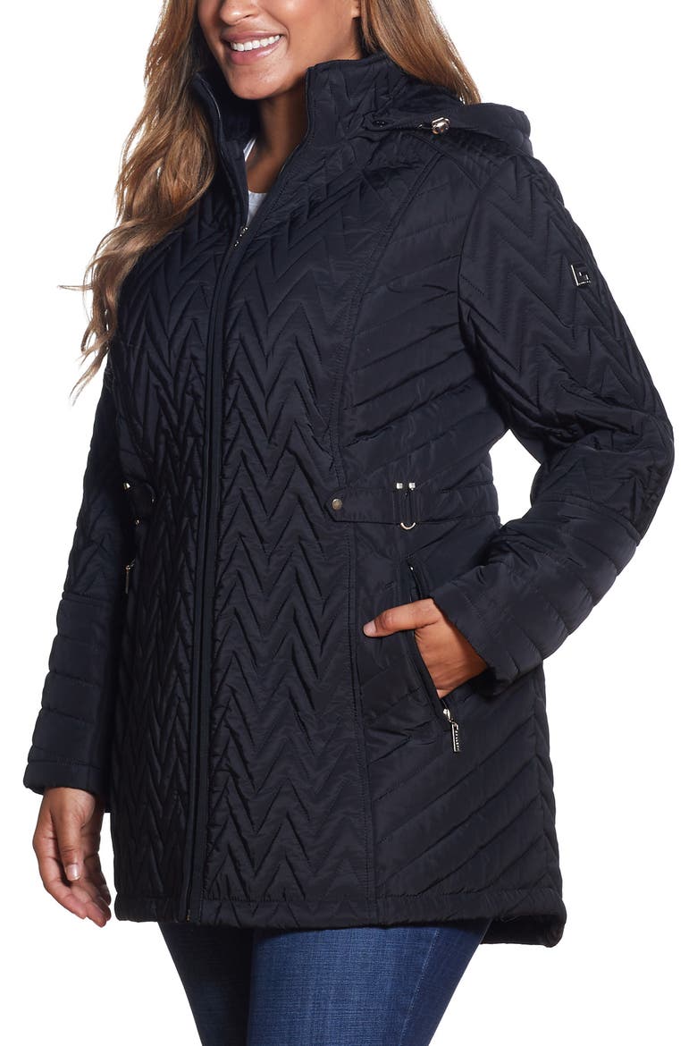 Chevron Quilt Jacket, Alternate, color, BLACK