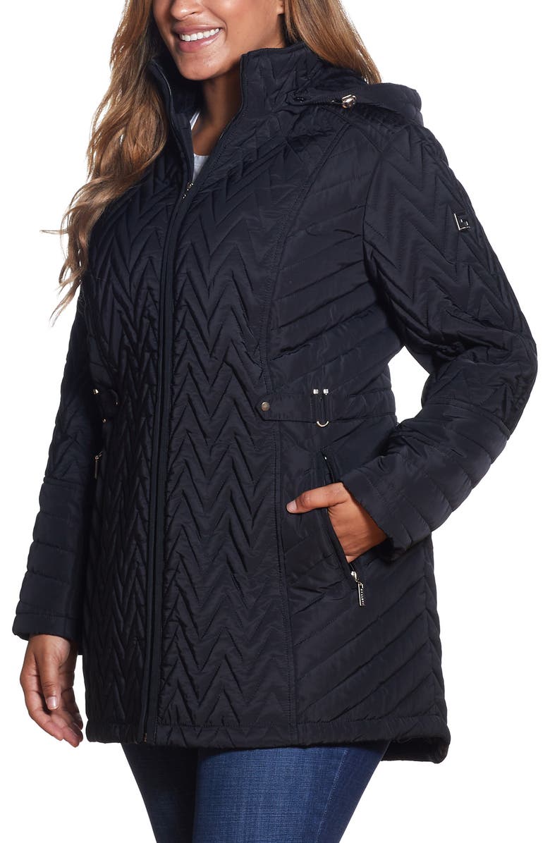 Gallery Chevron Quilt Jacket, Alternate, color, Black