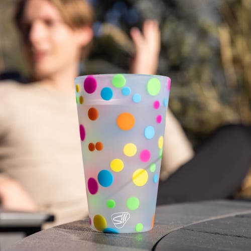Silipint Pint Glasses 6 Pk Polka Dots, 16oz, Silicone Cups, Hot & Cold Drink