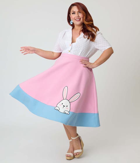 Plus Size High Waist Soda Shop Swing Skirt