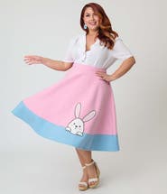 Unique Vintage Plus Size High Waist Soda Shop Swing Skirt