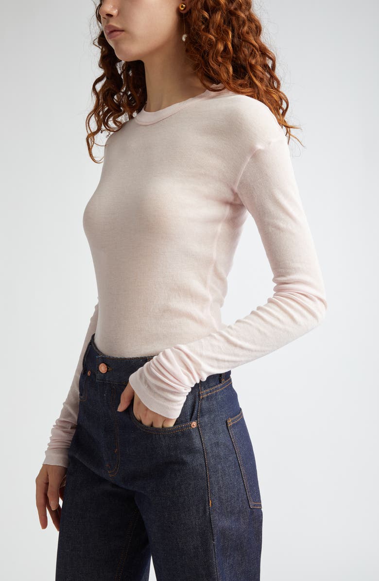 BITE Studios Semisheer Organic Cotton Rib Crewneck T-Shirt, Alternate, color, 