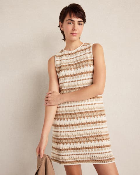 Cotton Textured Stripe Mini Dress
