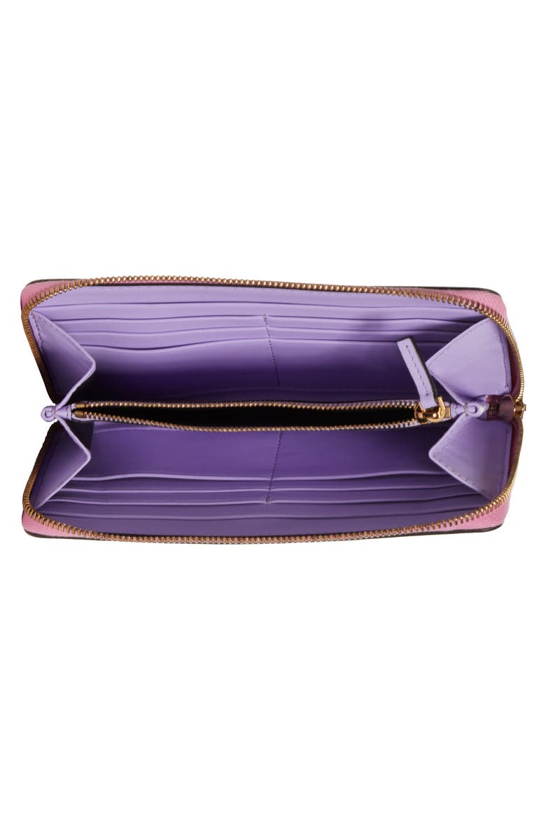 La Medusa Zip Around Leather Wallet, Alternate, color, PINK