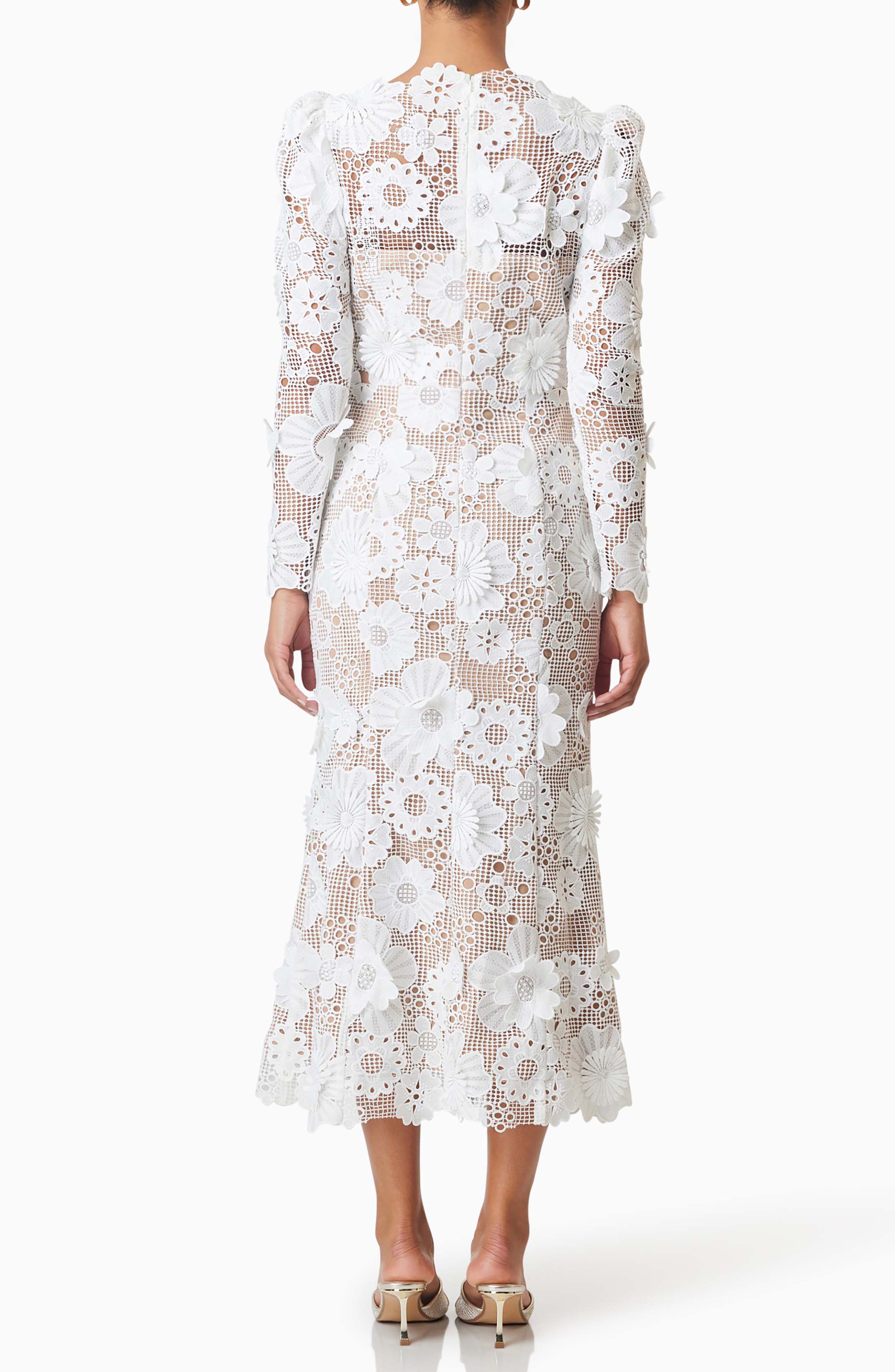 Autumn Floral Lace Long Sleeve Cocktail Dress - image 2