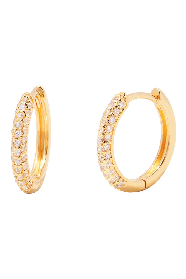 Cecile Pavé Cubic Zirconia Hoop Earrings, Main, color, GOLD