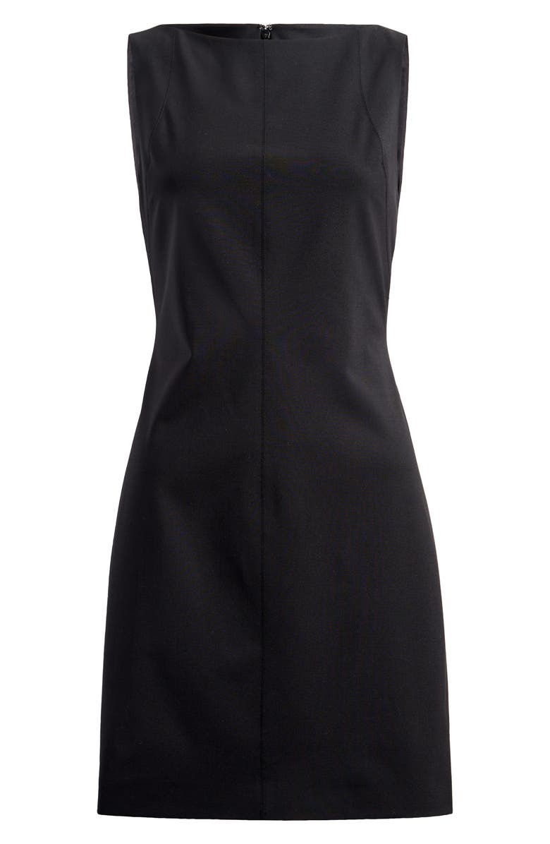 Theory Boat Neck Stretch Wool Minidress, Alternate, color, Black