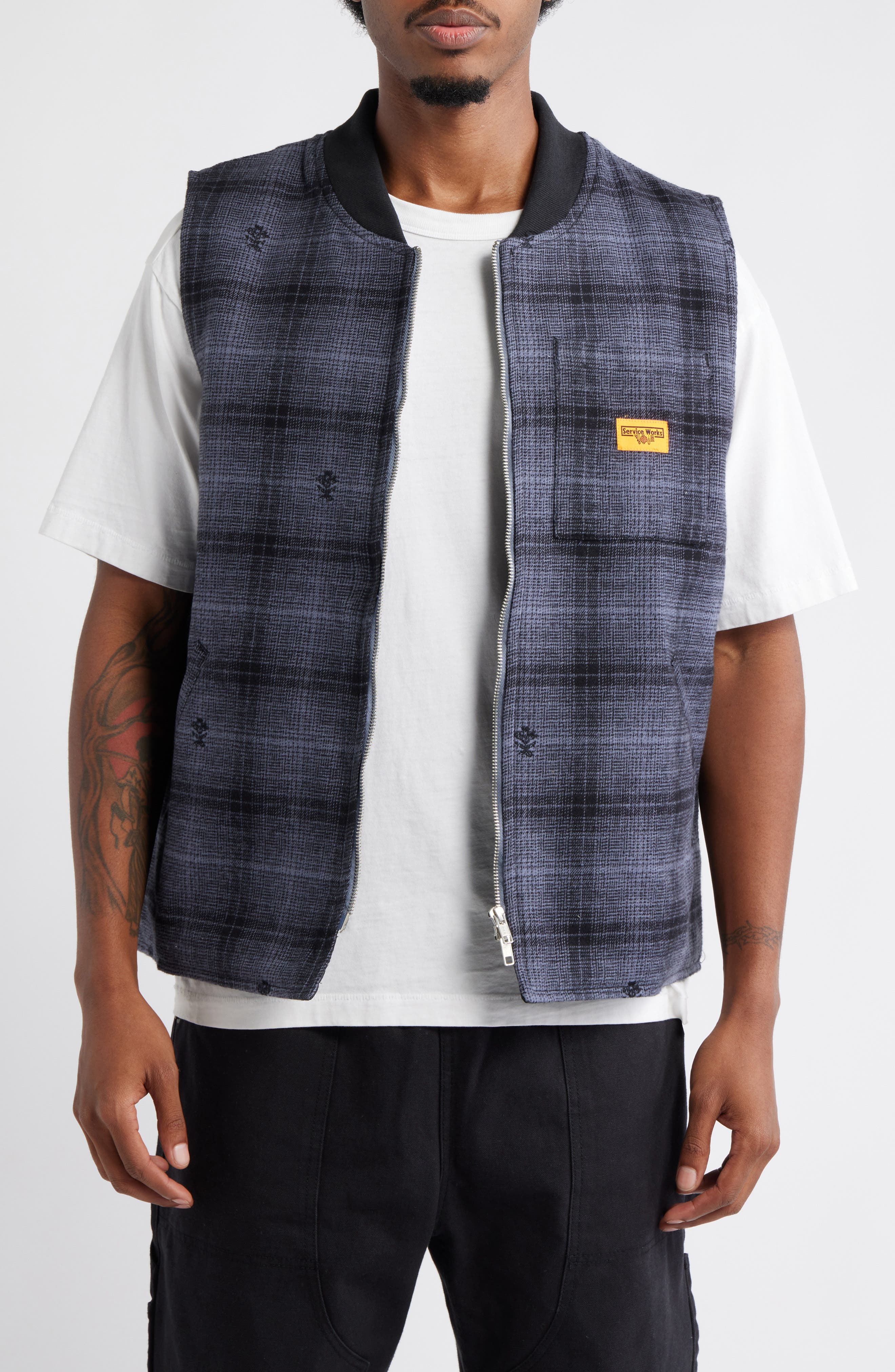 Service Works Thistle Plaid Organic Cotton Work Vest
