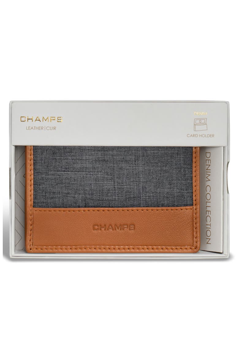 Logo Denim Card Holder, Alternate, color, TAN/ BLACK