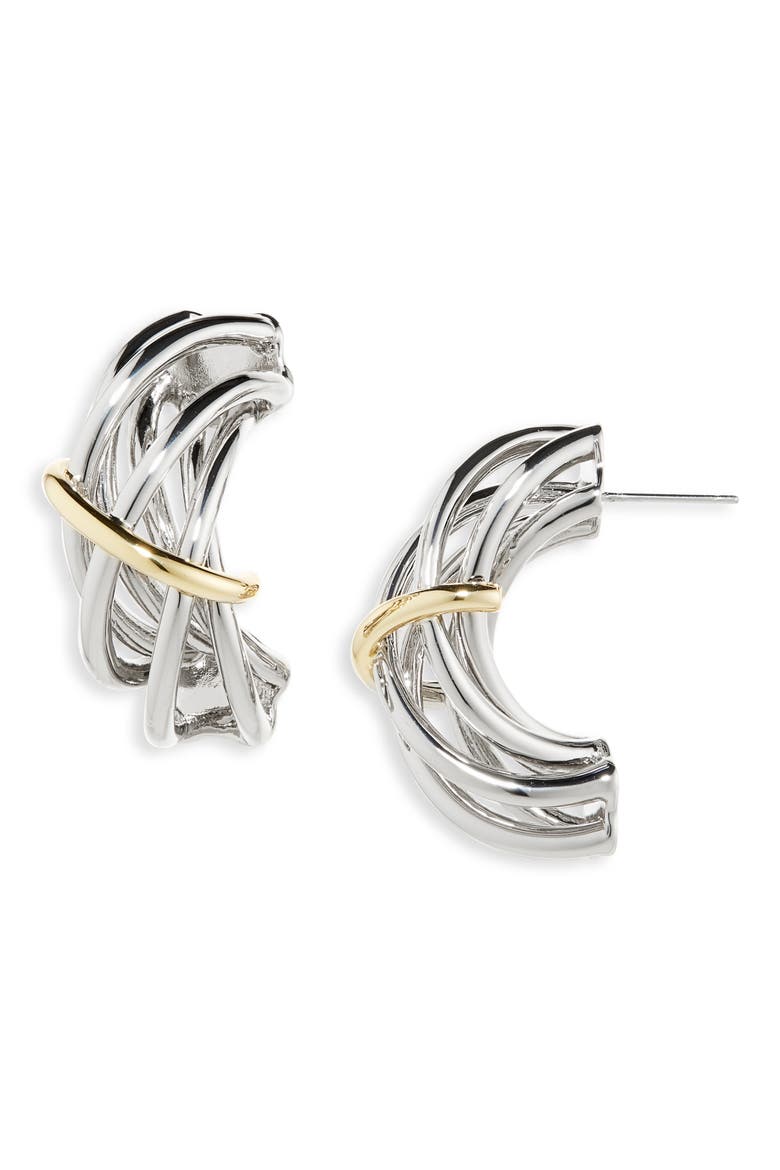 Sloane Crisscross Earrings, Main, color, TWO TONE