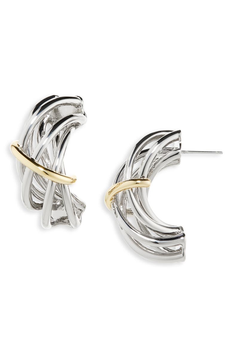 DEMARSON Sloane Crisscross Earrings, Main, color, Two Tone