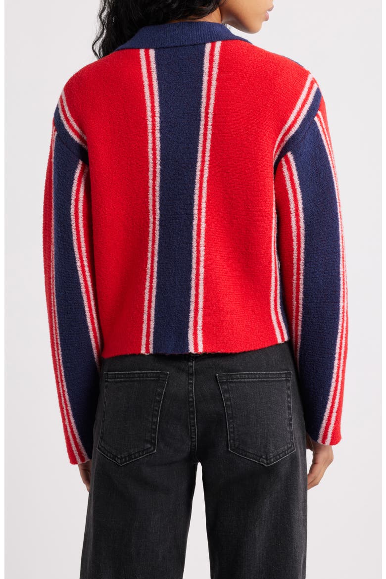 Bibi Stripe Reversible Wool Blend Cardigan, Alternate, color, RED