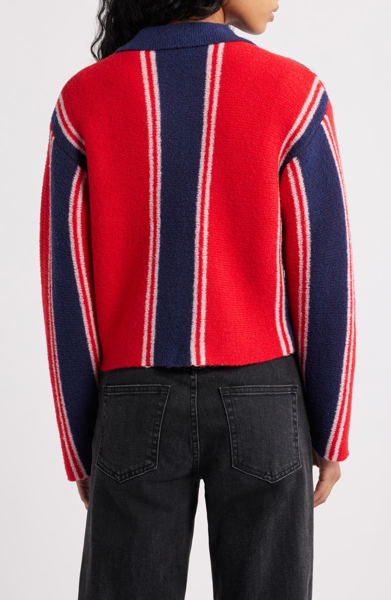 Damson Madder Bibi Stripe Reversible Wool Blend Cardigan, Alternate, color, Red