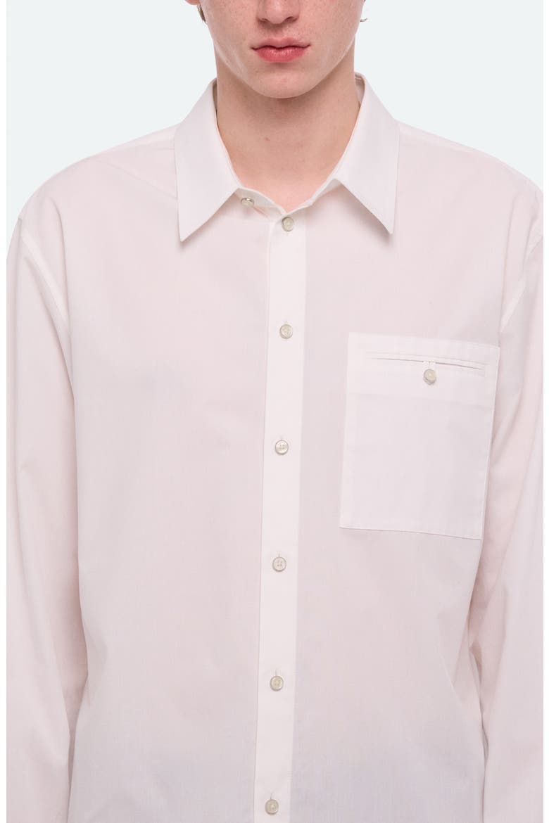 Relaxed Solid Cotton Button-Up Shirt, Alternate, color, WHITE