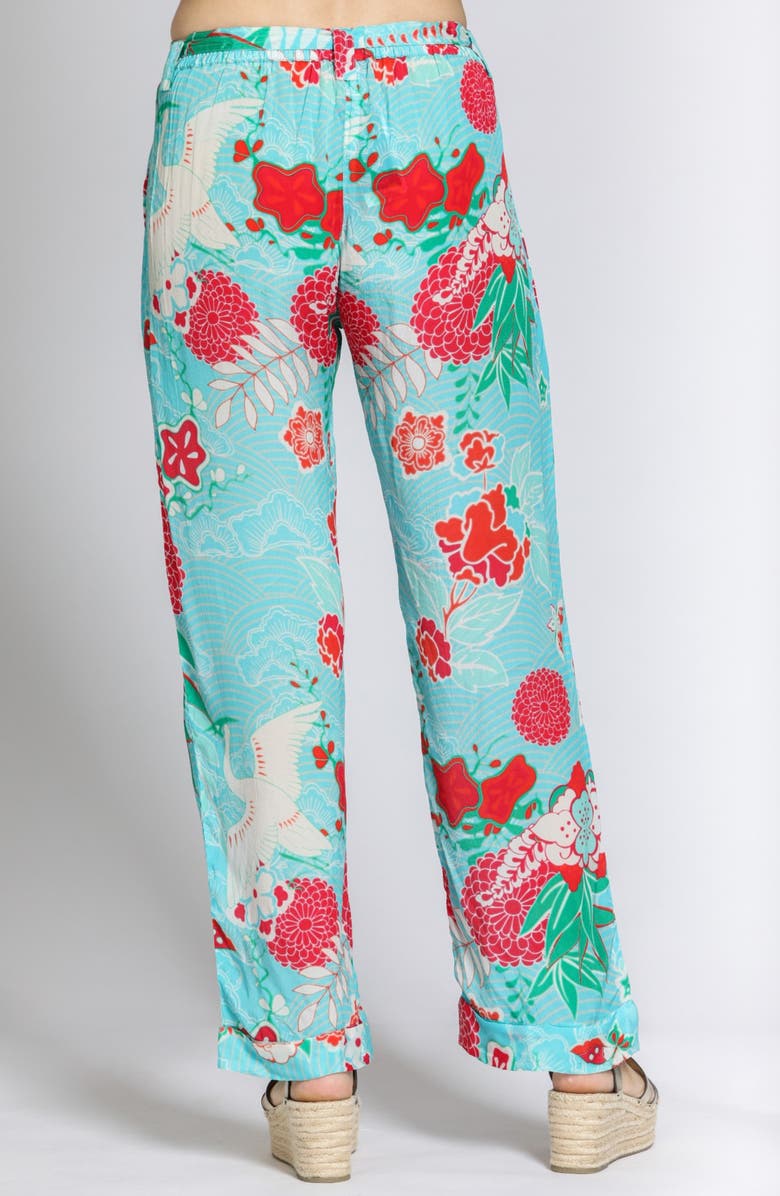 APNY Belted Print High Waist Pants, Alternate, color, Turquoise Multi