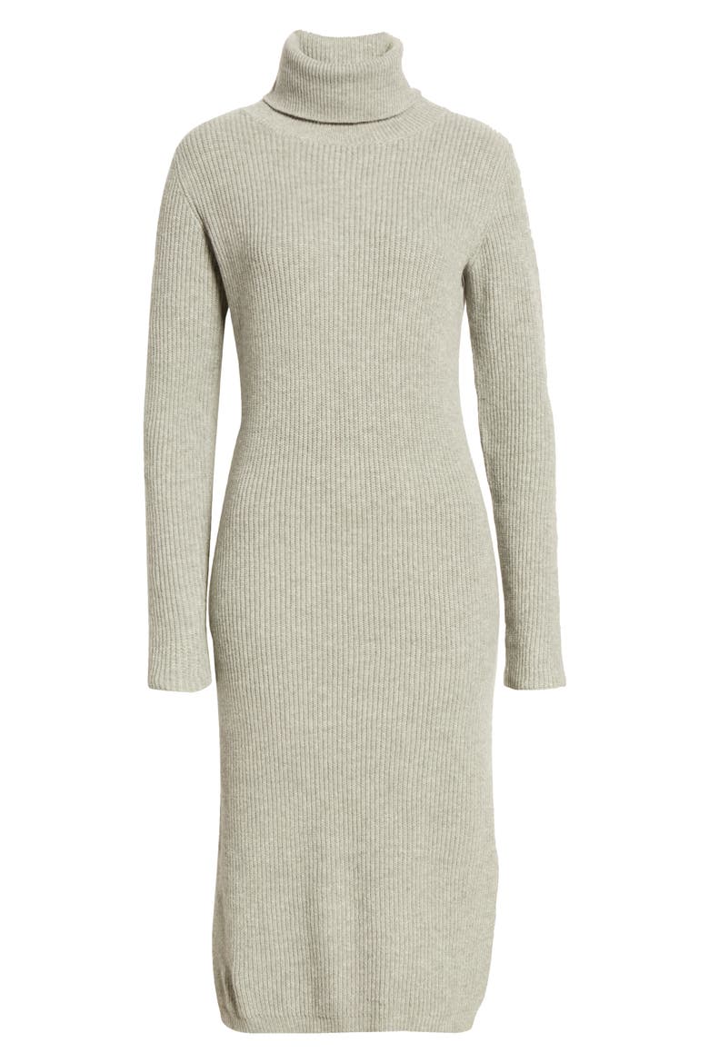 Sheerah Turtleneck Midi Sweater Dress, Alternate, color, H GREY