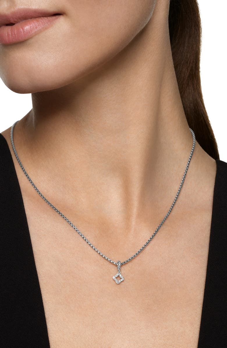 David Yurman Micro Pavé Quatrefoil Enhancer in Sterling Silver with Diamonds, 7.4mm, Alternate, color, Diamond