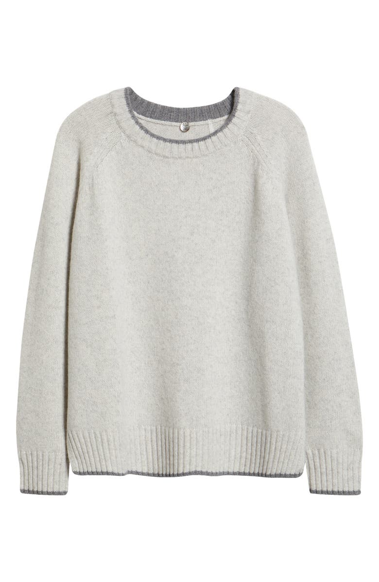 MARGARET O'LEARY Mendocino Tipped Cashmere Crewneck Sweater, Alternate, color, Fog Combo