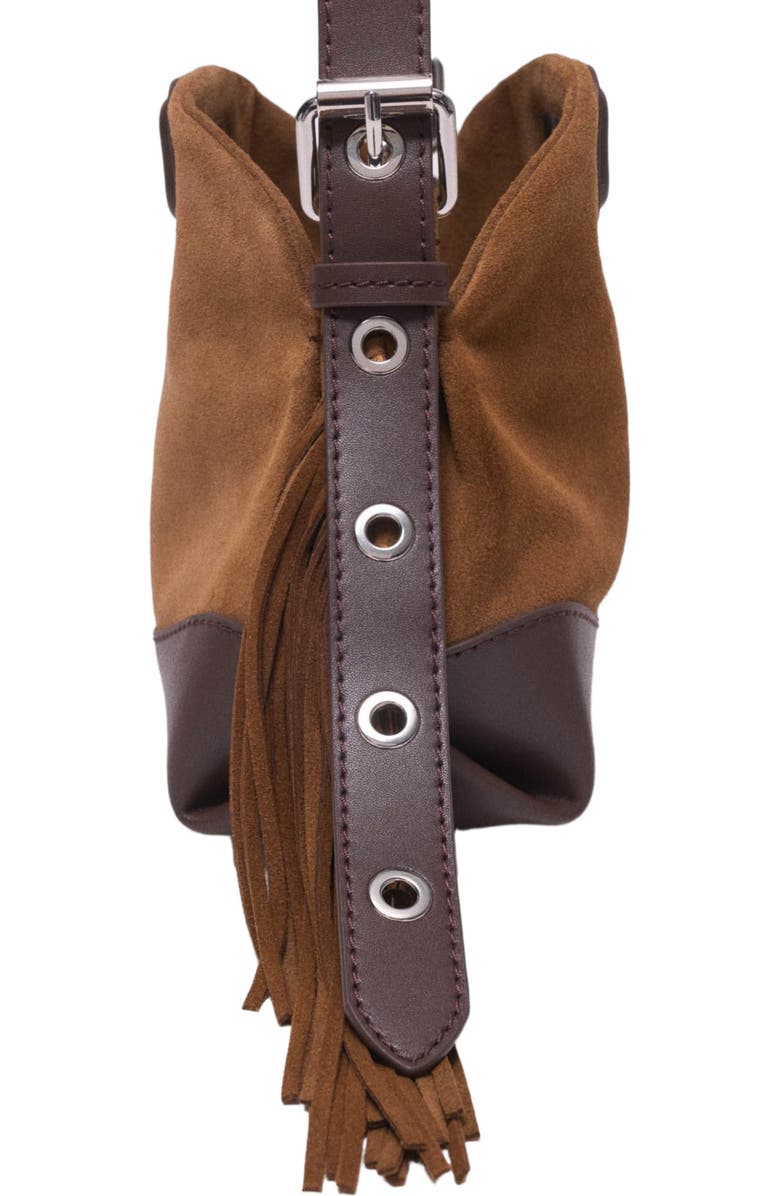 maje Leather and suede Miss M Mini bag, Alternate, color, Camel/Brown