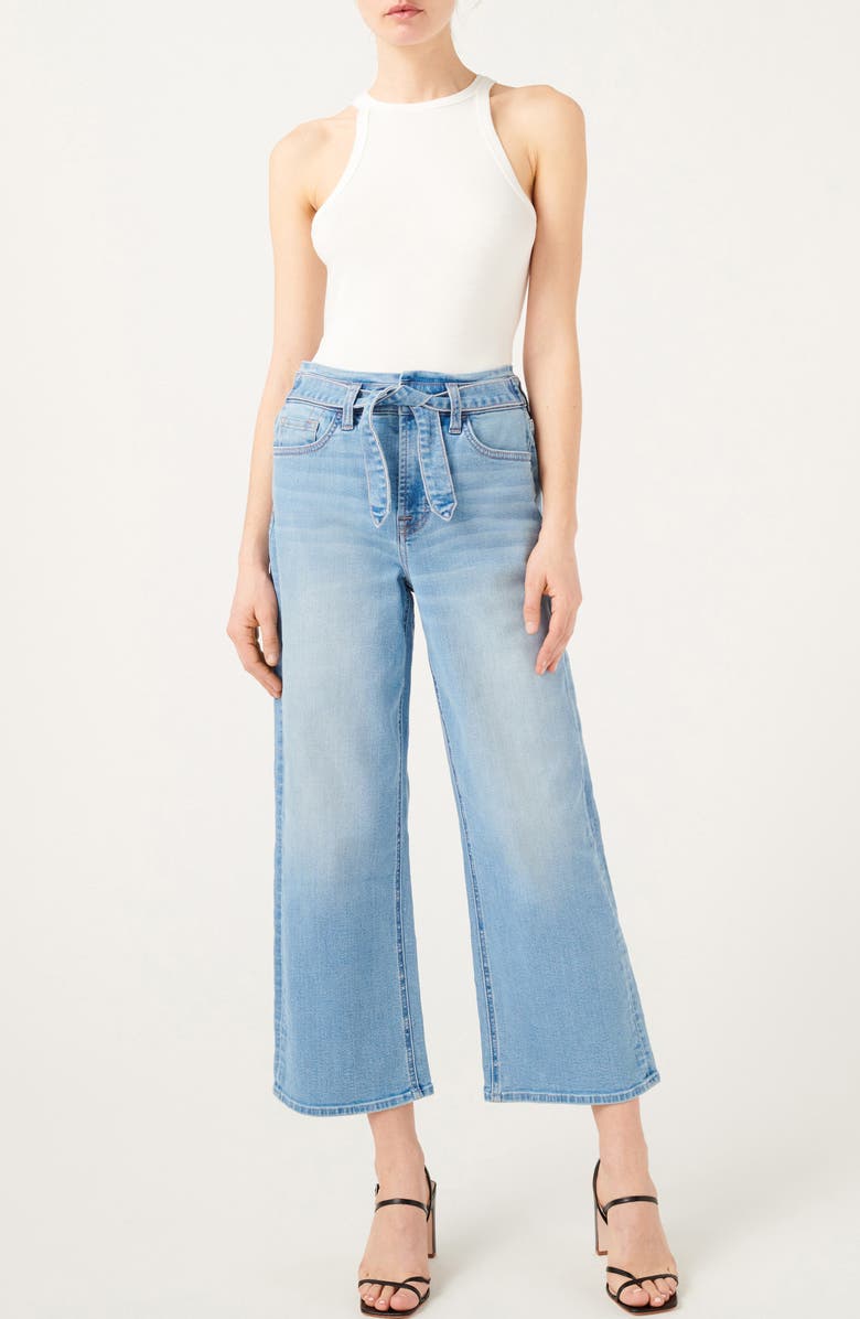 JEN7 by 7 For All Mankind Tie Front Crop Wide Leg Jeans, Alternate, color,