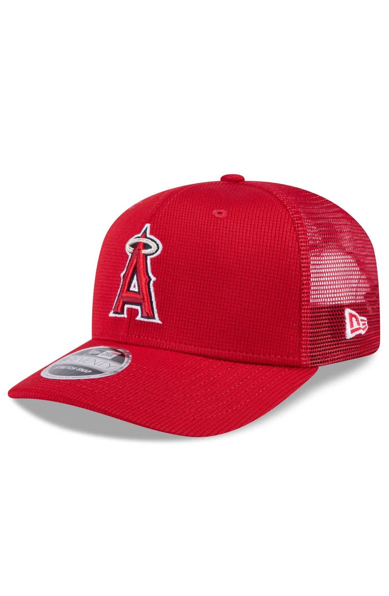New Era Men's New Era  Red Los Angeles Angels 2025 Spring Training 9SEVENTY Stretch-Snap Trucker Hat, Main, color, 