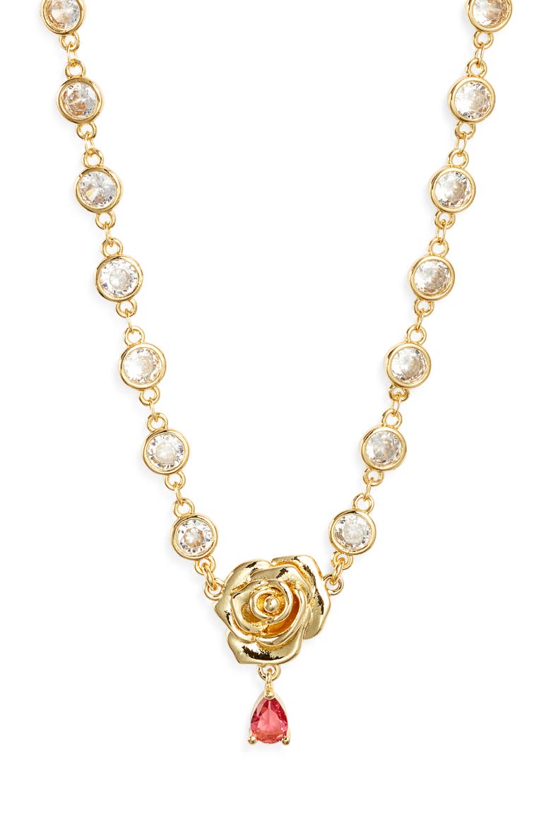 Blooming Rose Necklace, Main, color, GOLD