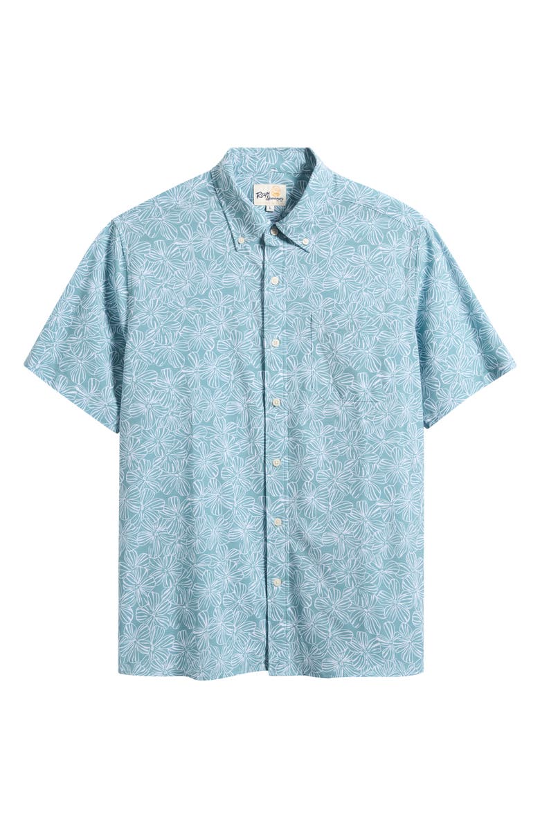 Reyn Spooner Mala Melia Short Sleeve Button-Down Sport Shirt, Main, color, Green