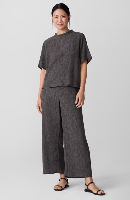 Eileen Fisher Crinkled High Waist Ankle Wide Legs In Gray