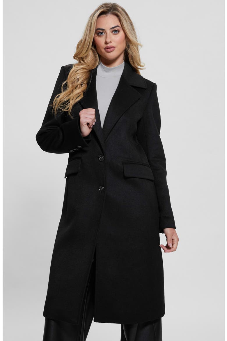 Nancy Coat with Removable Faux Fur Collar, Alternate, color, JET BLACK