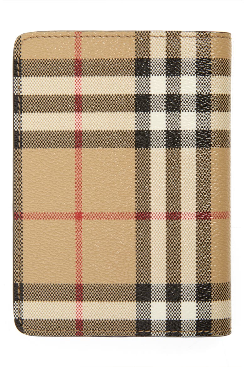 Vintage Check Coated Canvas & Leather Passport Wallet, Alternate, color, ARCHIVE BEIGE
