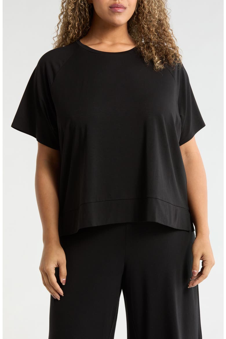 Short Raglan Sleeve Crewneck T-Shirt, Main, color, BLACK