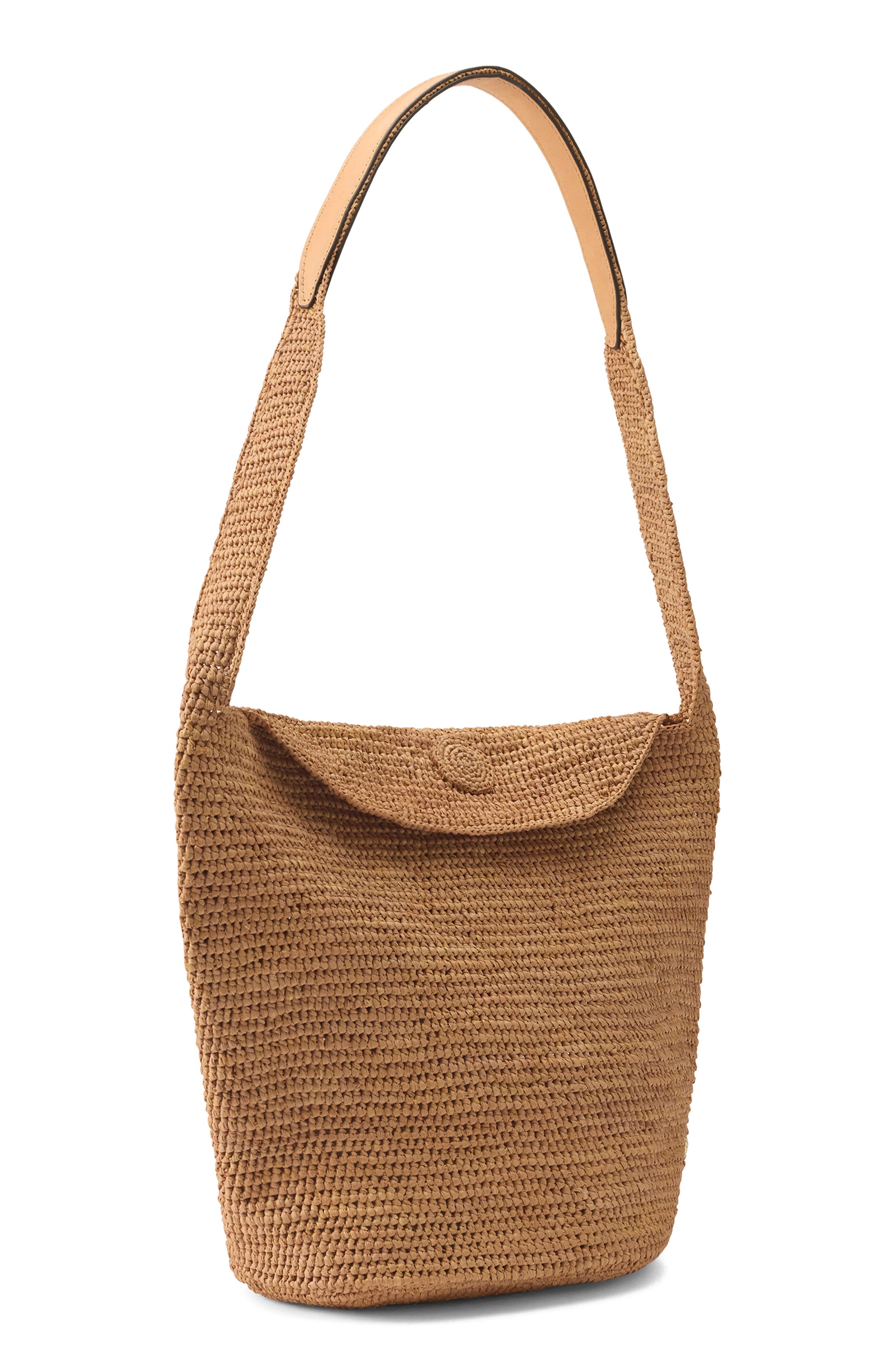 Yala Crochet Raffia Shoulder Bag, Alternate, color, NOUGAT/ CARAMEL