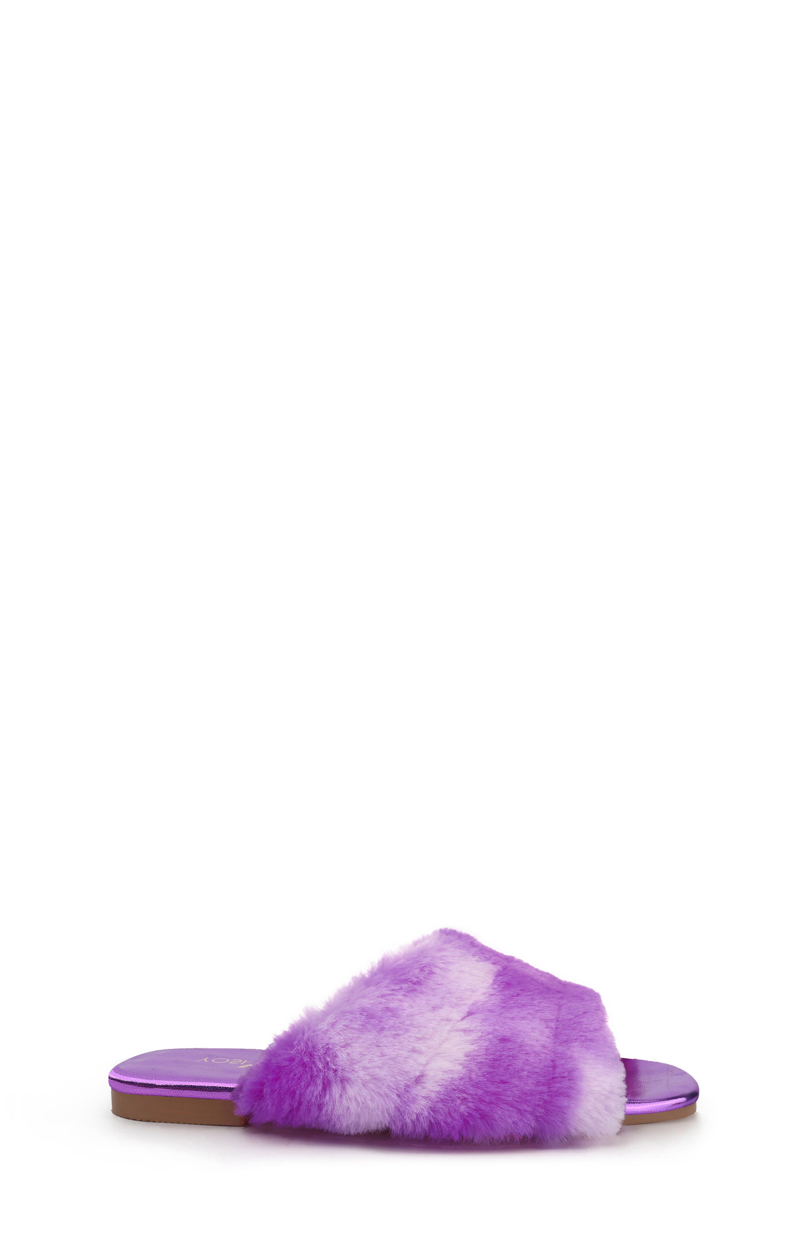 Yosi Samra Kids' Miss Nora Faux Fur Slide, Alternate, color, Purple