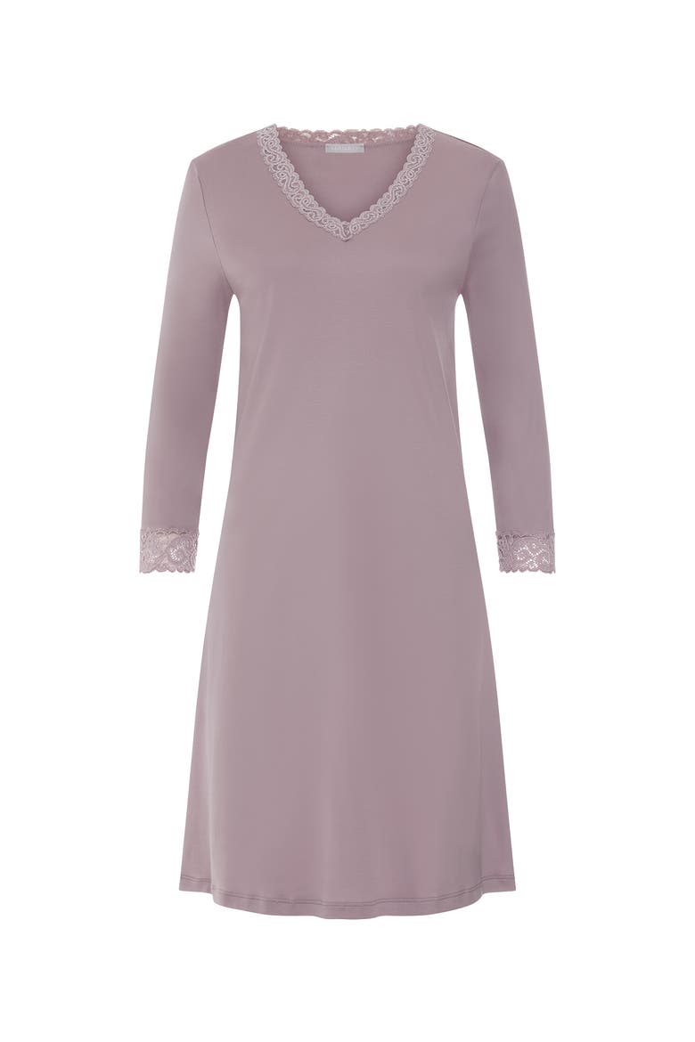Moments Lace Trim Cotton Nightgown, Main, color, Stormy Rose