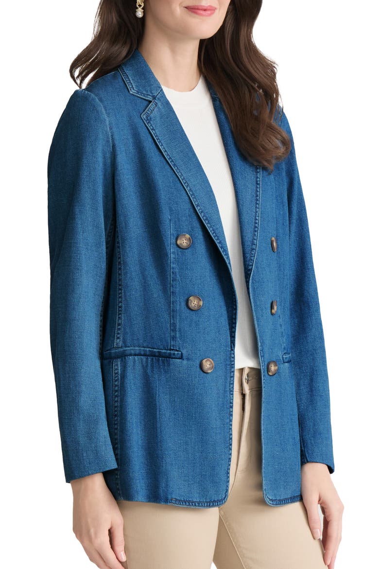 Double Breasted Denim Blazer, Alternate, color, PHOENIX WASH