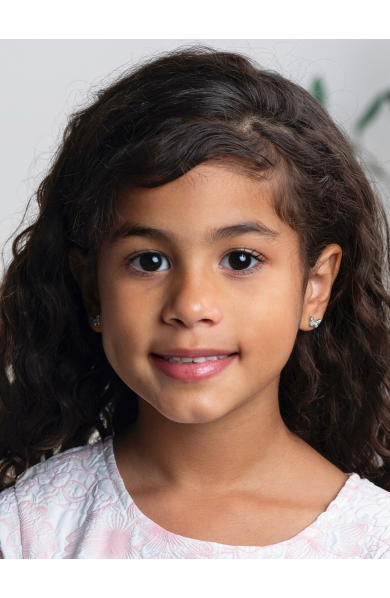 Mia Belle Girls Sterling Silver Pink Daisy Stud Earrings, Alternate, color, Silver