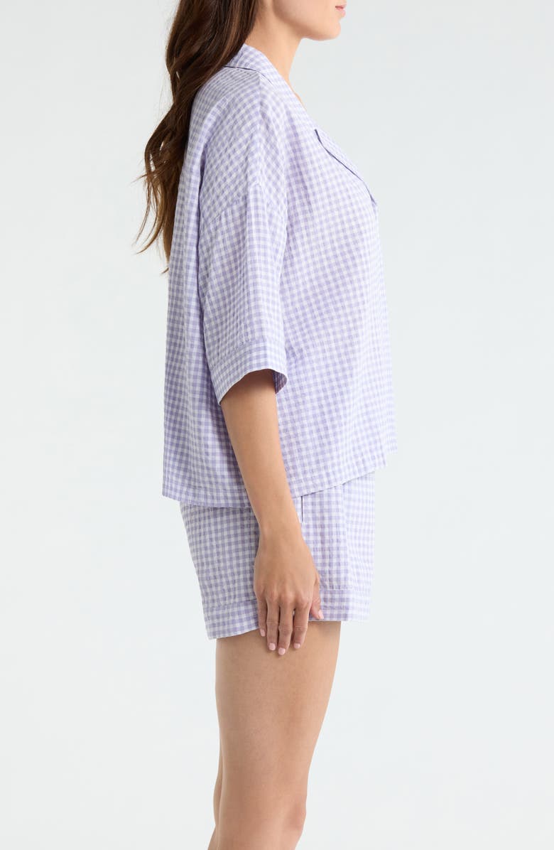Papinelle Seersucker Gingham Boxer Pajamas, Alternate, color, Soft Lavender