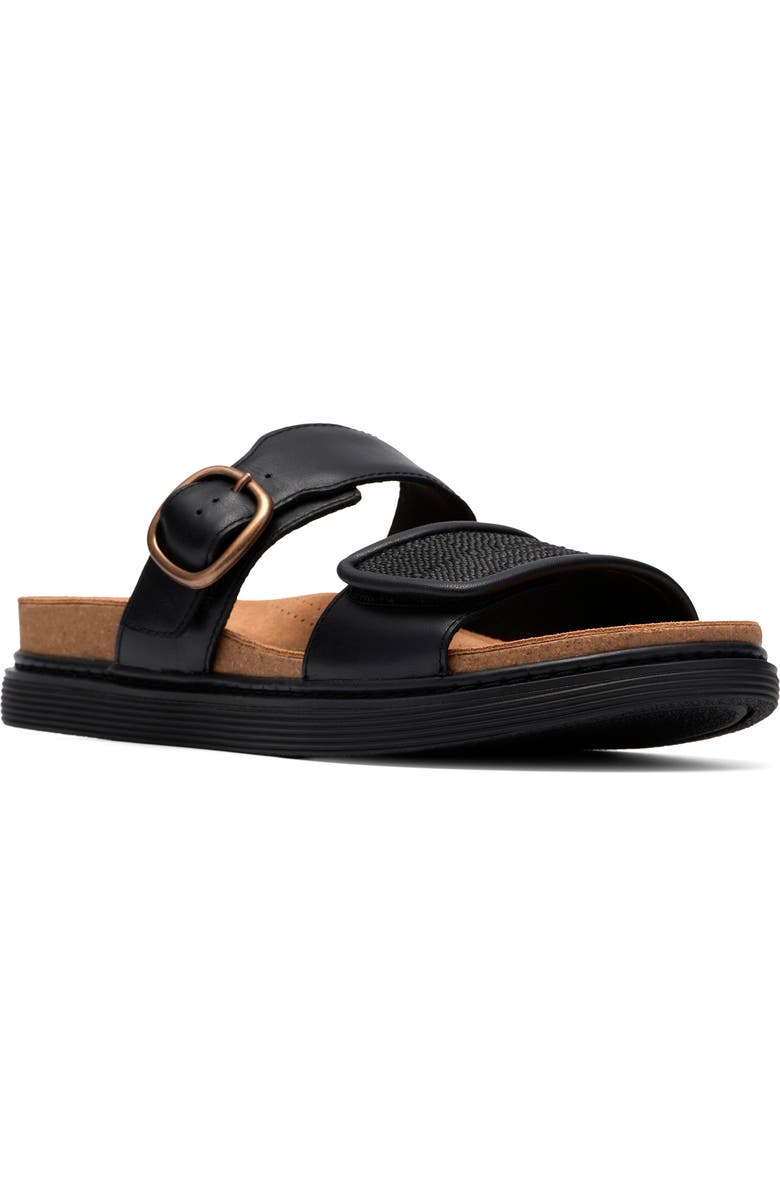Clarks<sup>®</sup> Arwell Step Sandal, Main, color, Black Leather